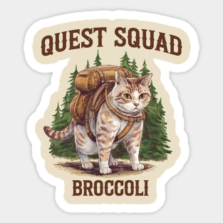 Quest Fantasy Squad Broccoli Funny Cat Sticker